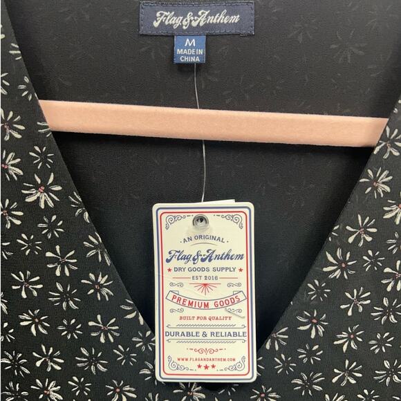 Flag & Anthem Womens V-Neck Ruffle Tears 3/4 Sleeves Floral Midi Dress Size M - Picture 7 of 14